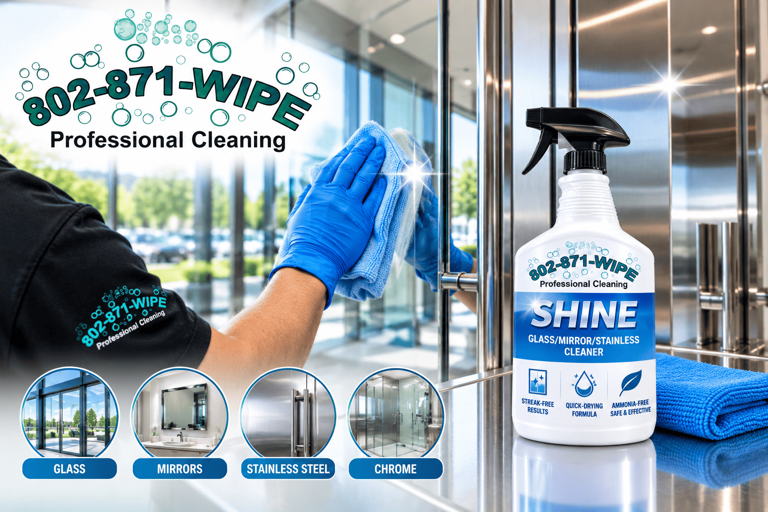 Glass Mirror Stainless Cleaning Vermont SHINE