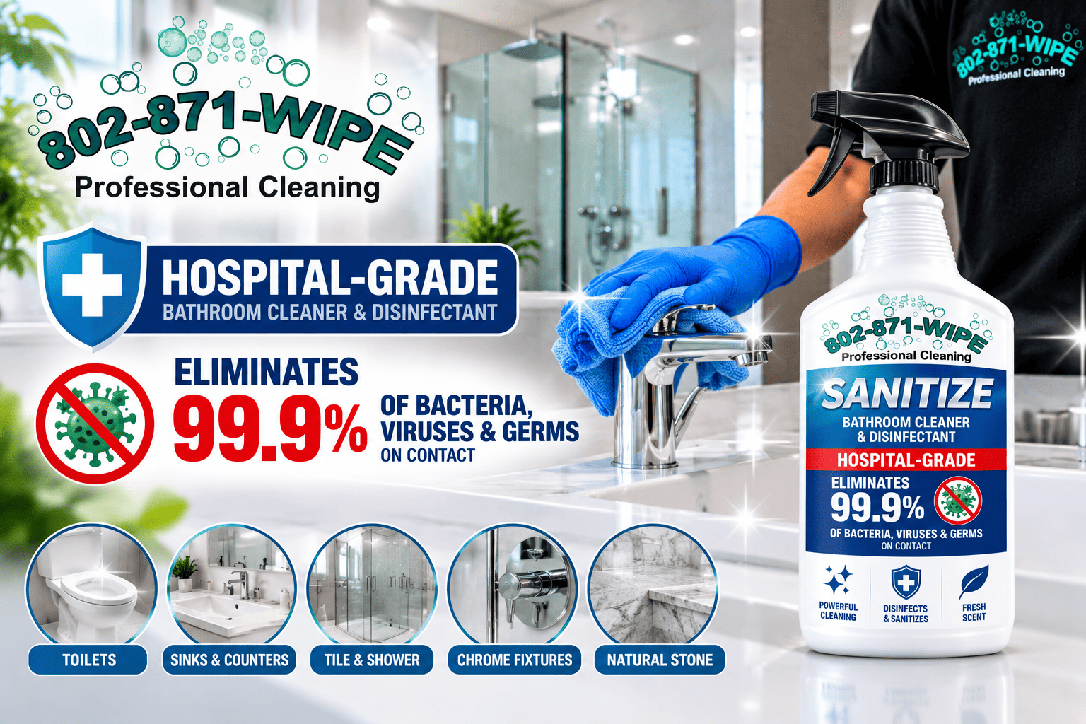 Bathroom Cleaning Vermont WIPE SANITIZE